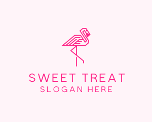 Pink Outline Flamingo  logo design