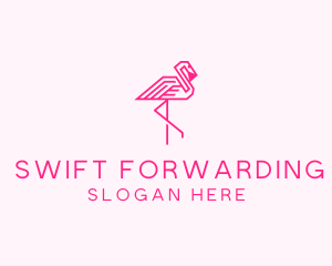 Pink Outline Flamingo  logo design