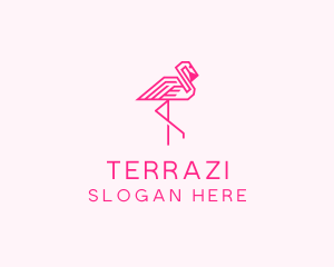 Pink Outline Flamingo  logo design