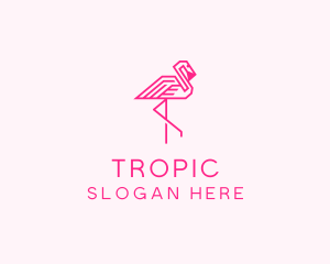 Pink Outline Flamingo  logo design