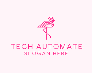 Pink Outline Flamingo  logo design