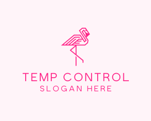 Pink Outline Flamingo  logo design