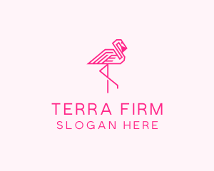 Pink Outline Flamingo  logo design