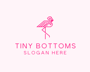 Pink Outline Flamingo  logo design