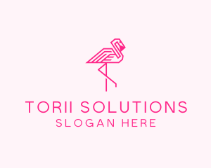 Pink Outline Flamingo  logo design