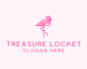 Pink Outline Flamingo  logo design