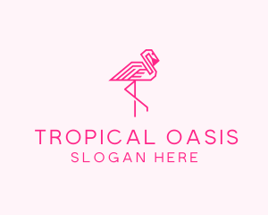 Paradise - Pink Outline Flamingo logo design