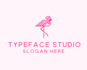 Pink Outline Flamingo  logo design