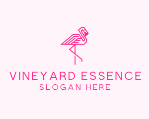 Pink Outline Flamingo  logo design