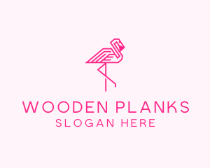 Pink Outline Flamingo  logo design