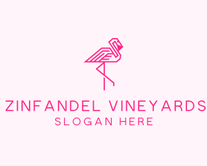 Pink Outline Flamingo  logo design