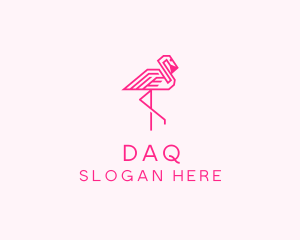 Pink Outline Flamingo  logo design