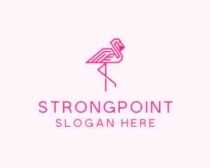 Beach - Pink Outline Flamingo logo design