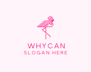 Vacation - Pink Outline Flamingo logo design