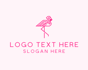 Pink Flamingo - Pink Outline Flamingo logo design
