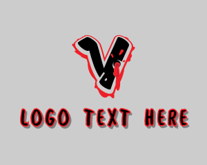 Splatter - Splatter Graffiti Letter V logo design
