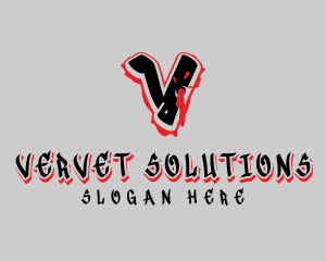 Splatter Graffiti Letter V logo design