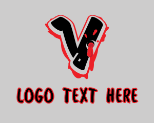 Blood - Splatter Graffiti Letter V logo design