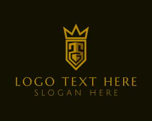 Castle - Golden Crown Letter TG logo design