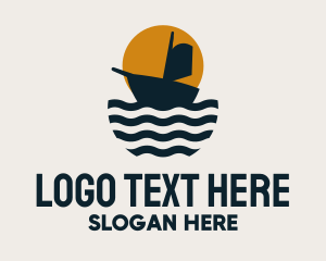 Sun - Ocean Ship Sailing logo design