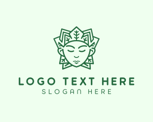 Mascot - Crown Leaf Person logo design