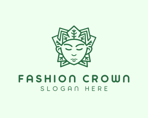 Crown Leaf Person logo design