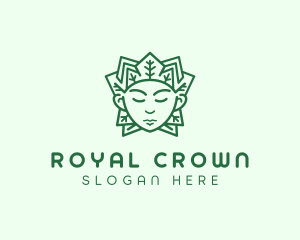 Crown Leaf Person logo design