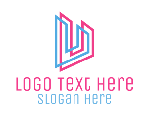 Text - Pink Blue Letter U logo design