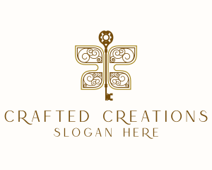 Bespoke - Golden Butterfly Key logo design