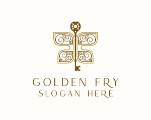 Golden Butterfly Key logo design