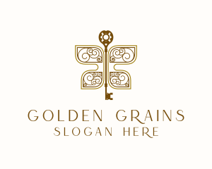 Golden Butterfly Key logo design