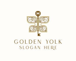 Golden Butterfly Key logo design