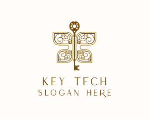 Golden Butterfly Key logo design