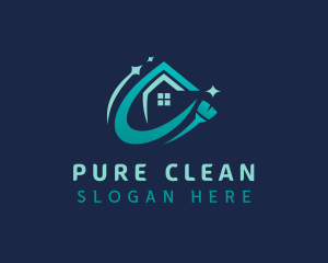 Clean Broom Housekeeper logo design