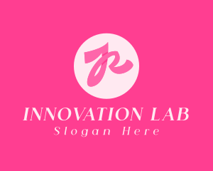Round - Pink Ribbon Letter R logo design
