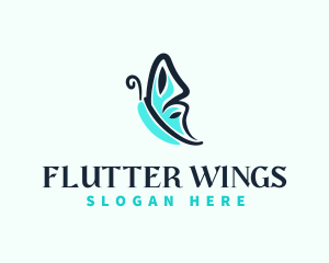 Blue Butterfly Wings logo design