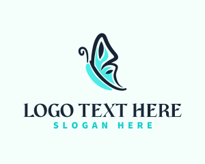 Yoga - Blue Butterfly Wings logo design