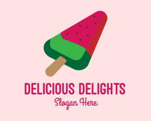 Watermelon Slice Popsicle  logo design