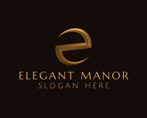 High Class - Gold Letter E logo design