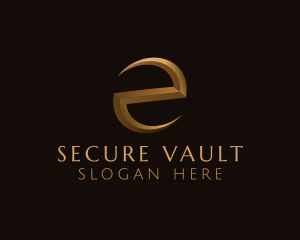 Vault - Gold Letter E logo design
