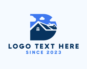 Cloudy - Blue Housing Property Letter D logo design