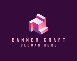 3D Builder Geometric Block logo design