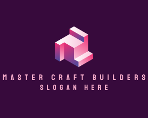 Builder - 3D Builder Geometric Block logo design