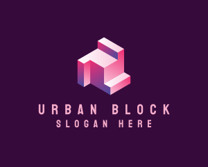 Block - 3D Builder Geometric Block logo design