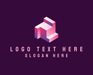 Block - 3D Builder Geometric Block logo design