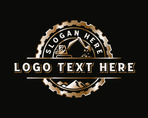Digging - Excavator Cogwheel Mountain logo design