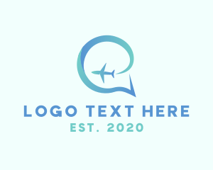 Airplane Travel Chat logo design