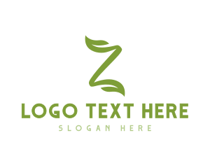 Lettermark Z - Green Leaf Z Stroke logo design