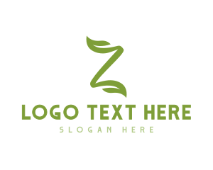 Lettermark - Green Leaf Z Stroke logo design