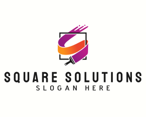 Paint Splash Square logo design